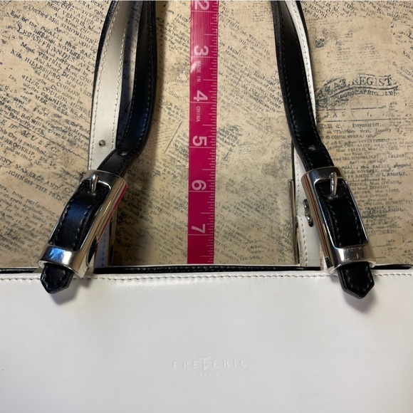 Frederic Paris Made in France, White and Black Leather tote bag - Picture 13 of 15